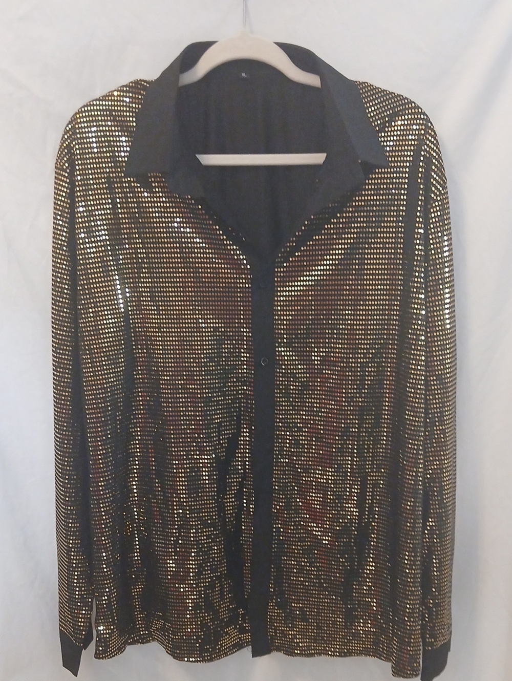 Black and Gold Sequin Button-Up Jacket